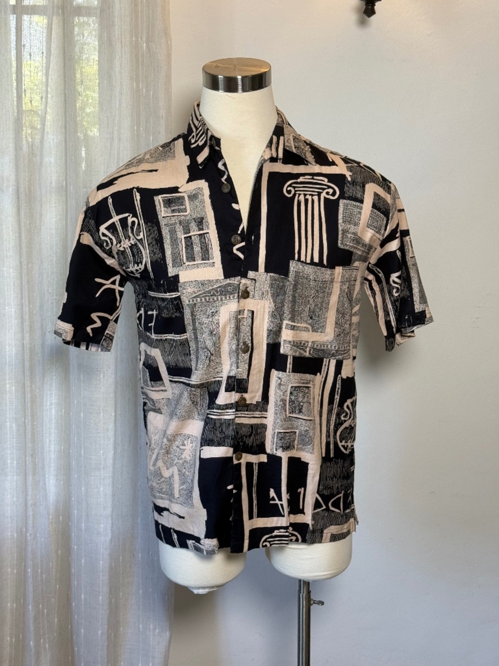 Vintage Robert Stock Tropical Camp Shirt Cotton Rayon Men's S